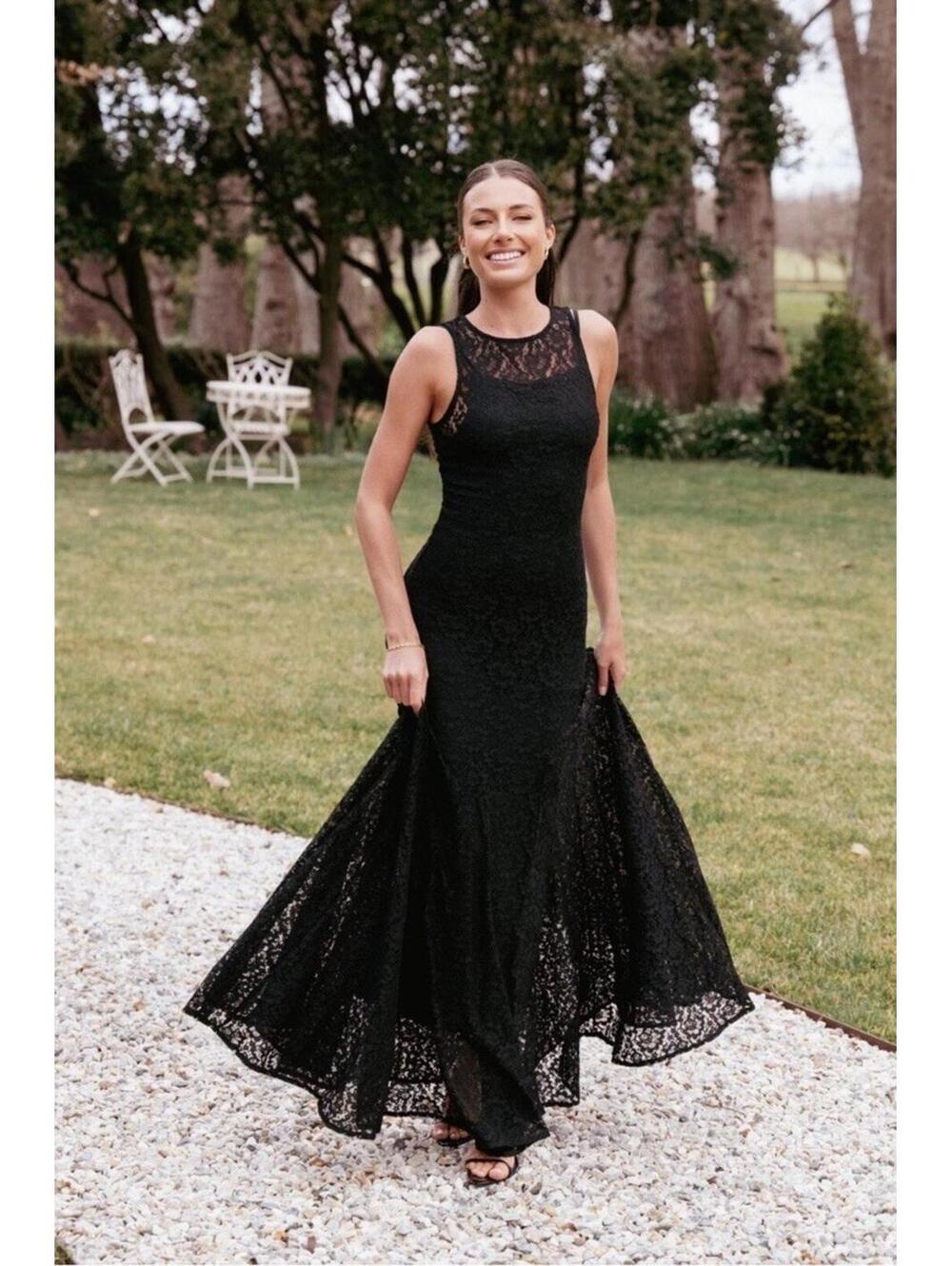 NWT Petal And Pup Sz Xl  Keani‎ Maxi Dress Black Lace